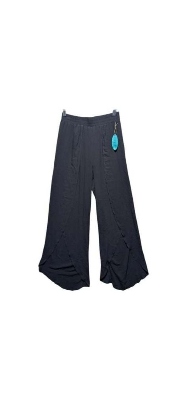 Mynah Black Side Slit Beach Cover Up Pants XXL Wide Leg 100% Rayon